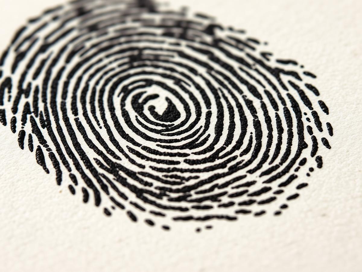 Detailed ink fingerprint on paper